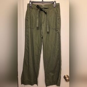 GAP Linen Blend Pants in Olive Green